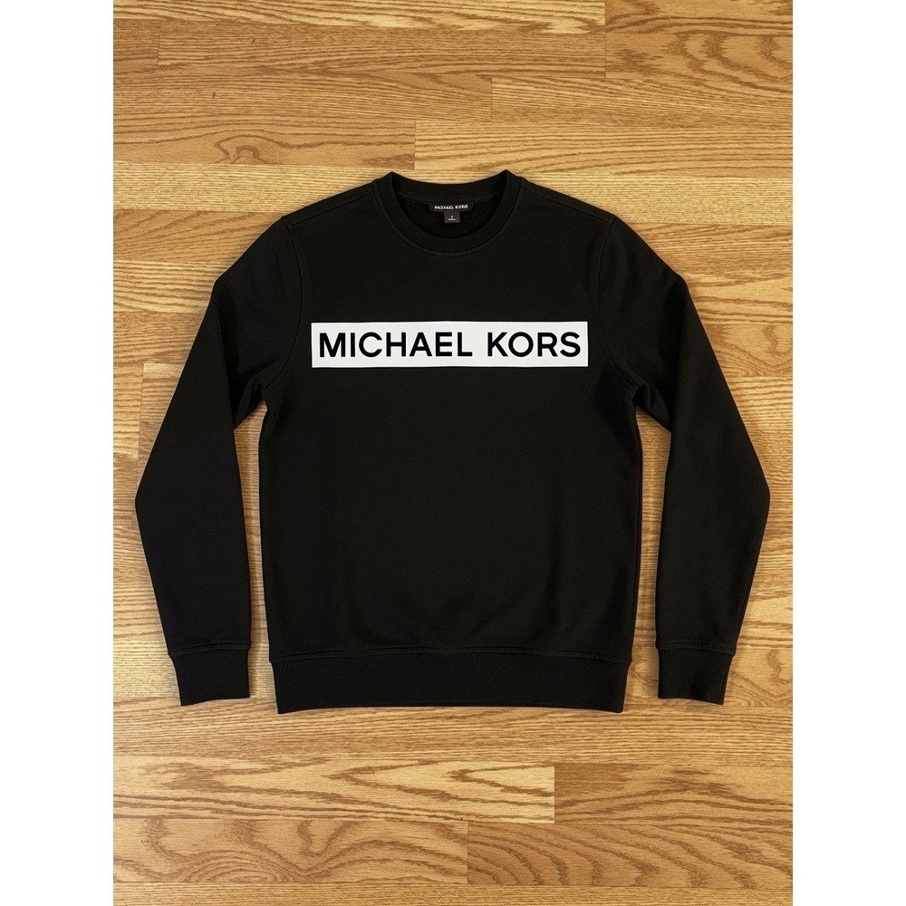 Michael Kors Men's Cotton Blend Crewneck Sweatshirt MK Logo Black NWT S-L